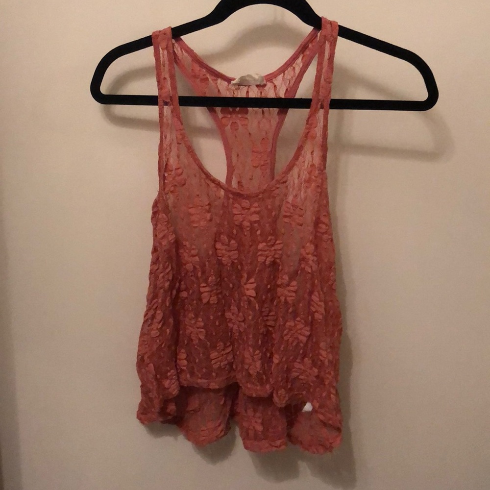 Full lace dark salmon crop top